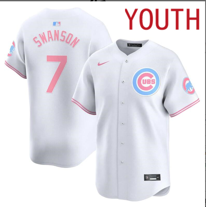 Youth Chicago Cubs #7 Swanson white 2024 Nike MLB jersey->indianapolis colts->NFL Jersey
